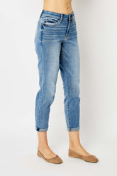 Judy Blue Full Size Cuffed Hem Slim Jeans - MyEmpired