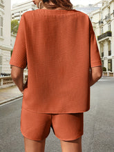 Waffle-Knit Half Sleeve Top and Shorts Set - MyEmpired