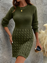 Stylish Long Sleeve Round Neck Knit Dress for Women - Elegant Polyester Autumn/Winter Fashion with Waist Tie, Comfortable and Versatile - Perfect for Daily Wear and Special Occasions - MyEmpired