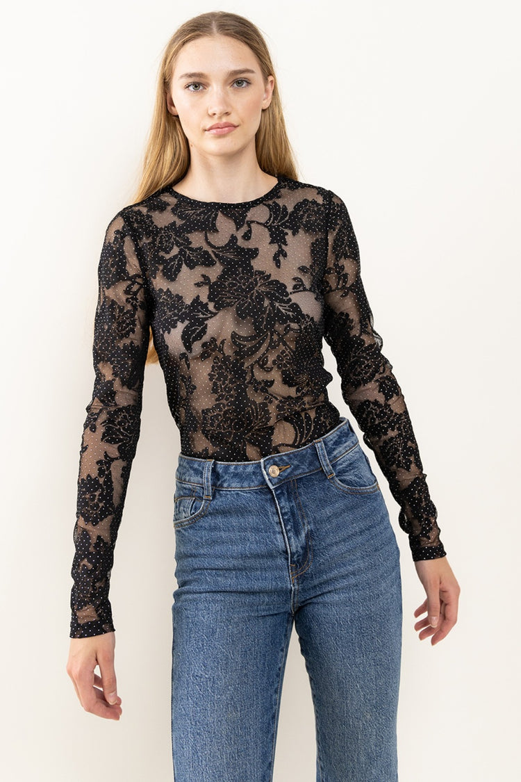 Ces Femme Floral Lace Mesh Bodysuit - MyEmpired