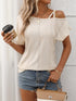 Eyelet Asymmetrical Shoulder Short Sleeve T-Shirt - MyEmpired