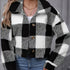 Plaid Teddy Coat, Casual Button Front Long Sleeve Winter Warm Outerwear, Women&