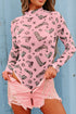 Printed Mock Neck Long Sleeve Bodysuit - MyEmpired