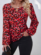 Floral Print Keyhole Neck Blouse - MyEmpired