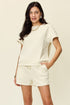 Double Take Full Size Texture Short Sleeve T-Shirt and Drawstring Shorts Set - MyEmpired