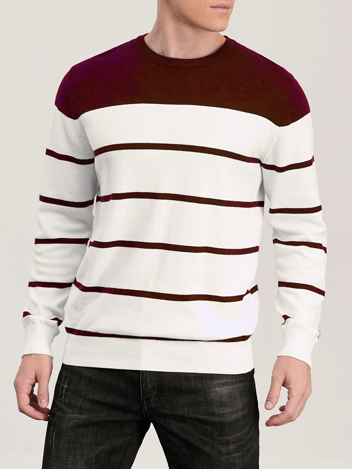 1pc Men'S Casual Cotton Crew Neck Sweater