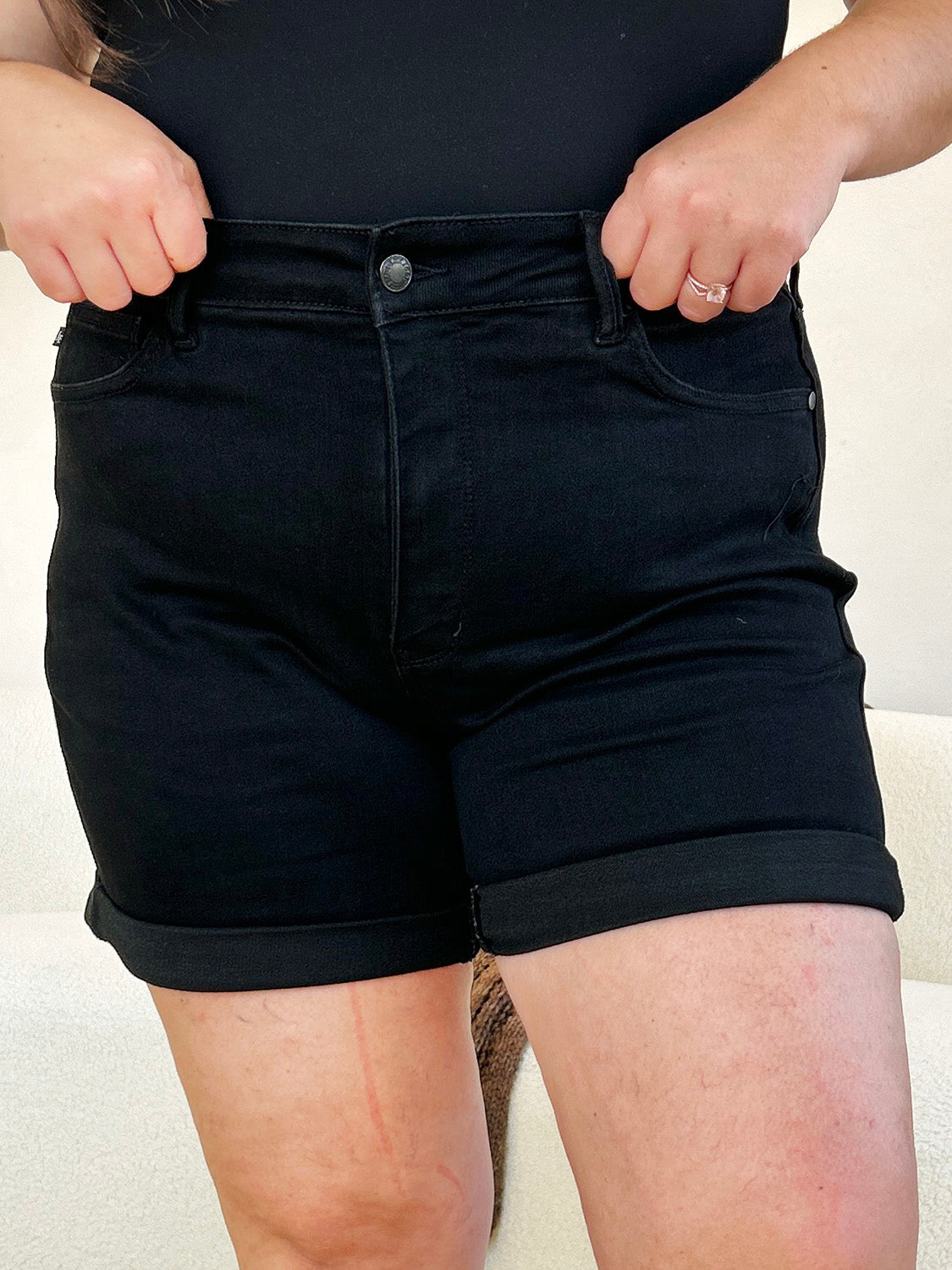Judy Blue Full Size High Waist Tummy Control Cuffed Denim Shorts - MyEmpired
