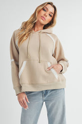 Aemi + Co Lace Detail Drawstring Hoodie with Kangaroo Pocket - MyEmpired