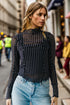 Oh Full Size Frill Printed Mock Neck Long Sleeve Top - MyEmpired