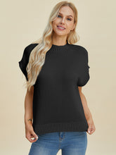 Double Take Full Size Mock Neck Short Sleeve Sweater - MyEmpired