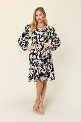 Double Take Full Size Printed Ruffle Hem Dress with Pocket - MyEmpired