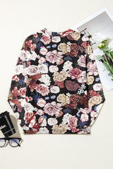 Floral Mock Neck Long Sleeve Mesh Top - MyEmpired