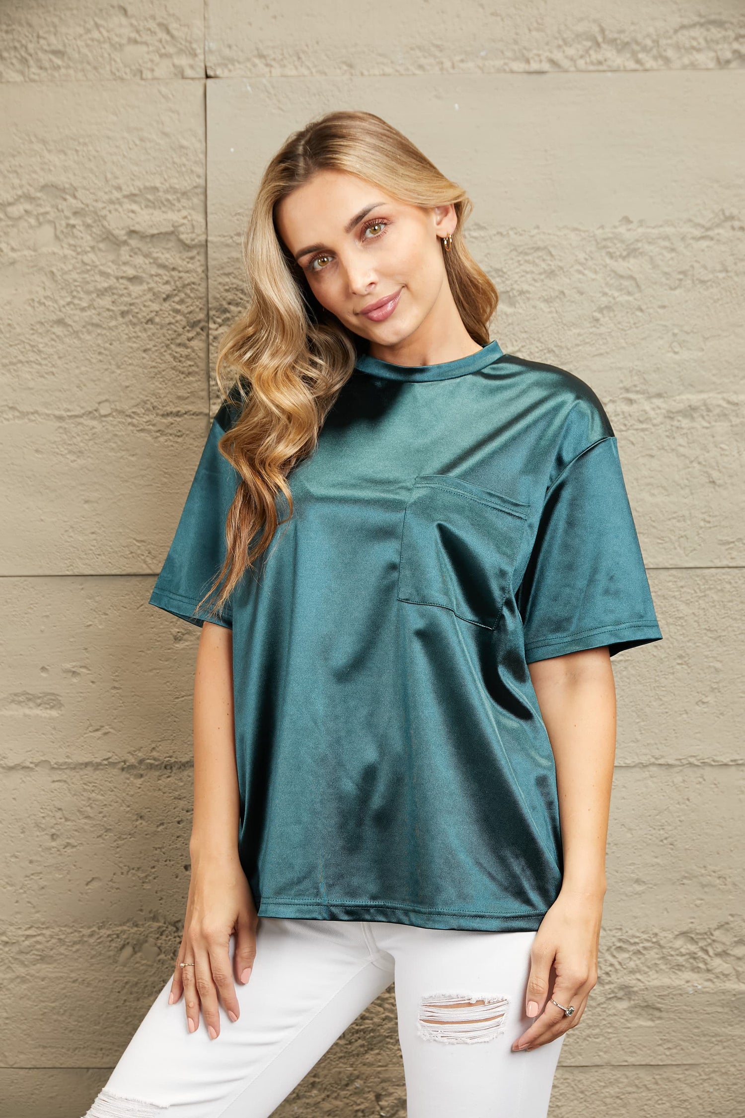Round Neck Dropped Shoulder Top - MyEmpired