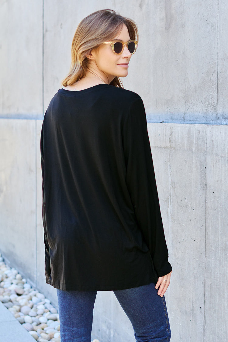Basic Bae Full Size V-Neck Long Sleeve Top - MyEmpired