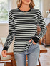Lovelet Striped Round Neck Long Sleeve T-Shirt - MyEmpired