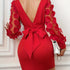 Applique Tie Back Slim Dress - MyEmpired