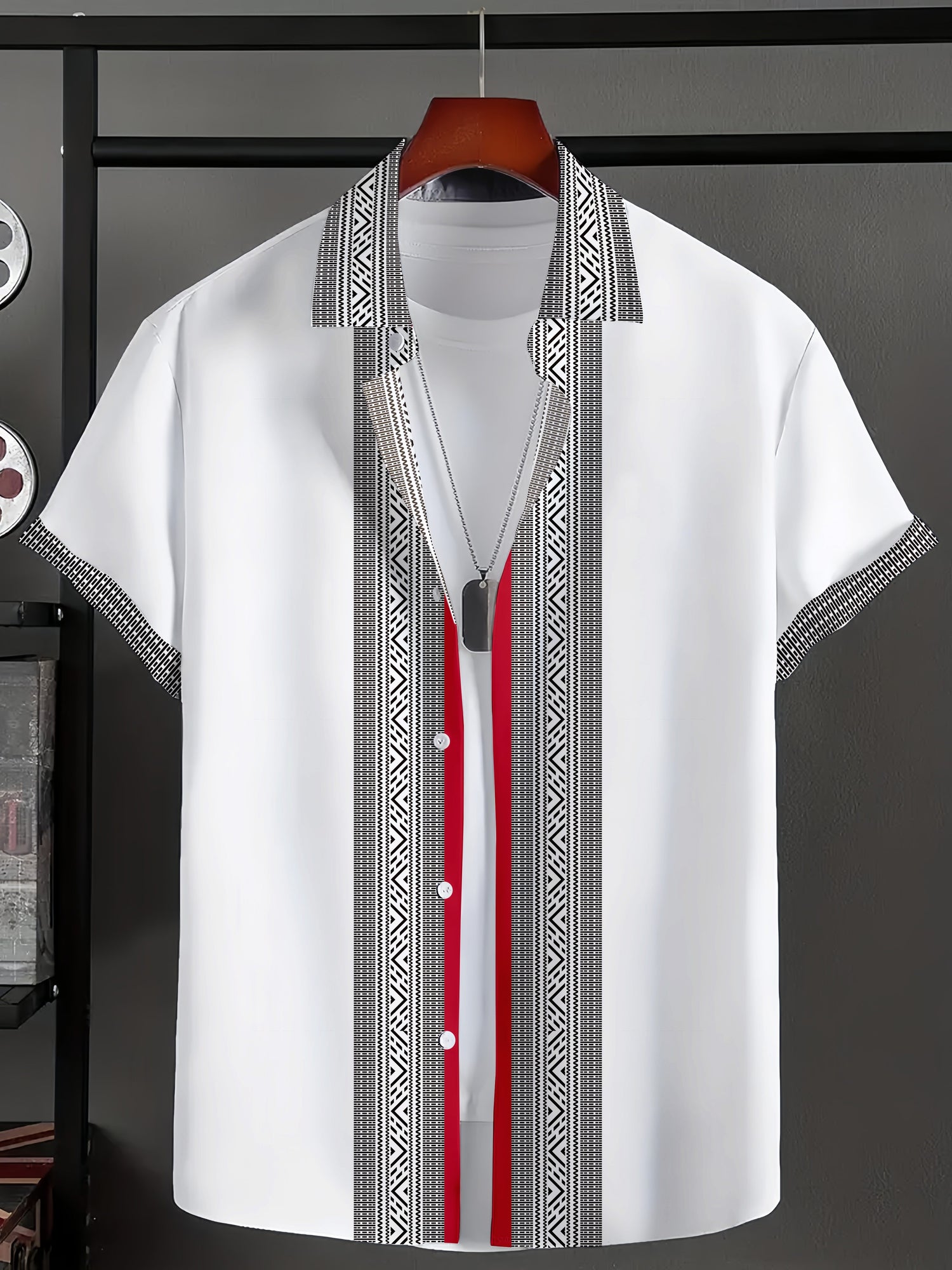 Block Short Sleeve Lapel Button Up Shirt - MyEmpired