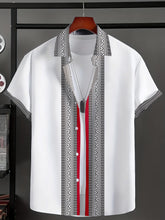 Block Short Sleeve Lapel Button Up Shirt - MyEmpired