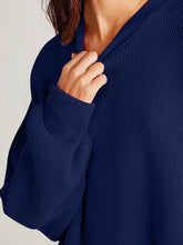 Double Take Side Slit Round Neck Long Sleeve Sweater - MyEmpired