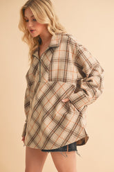 Aemi + Co Slit Plaid Half Zip Drop Shoulder Top - MyEmpired