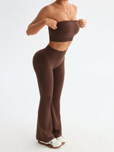 Tube Top and High Waist Flare Pants Active Set - MyEmpired