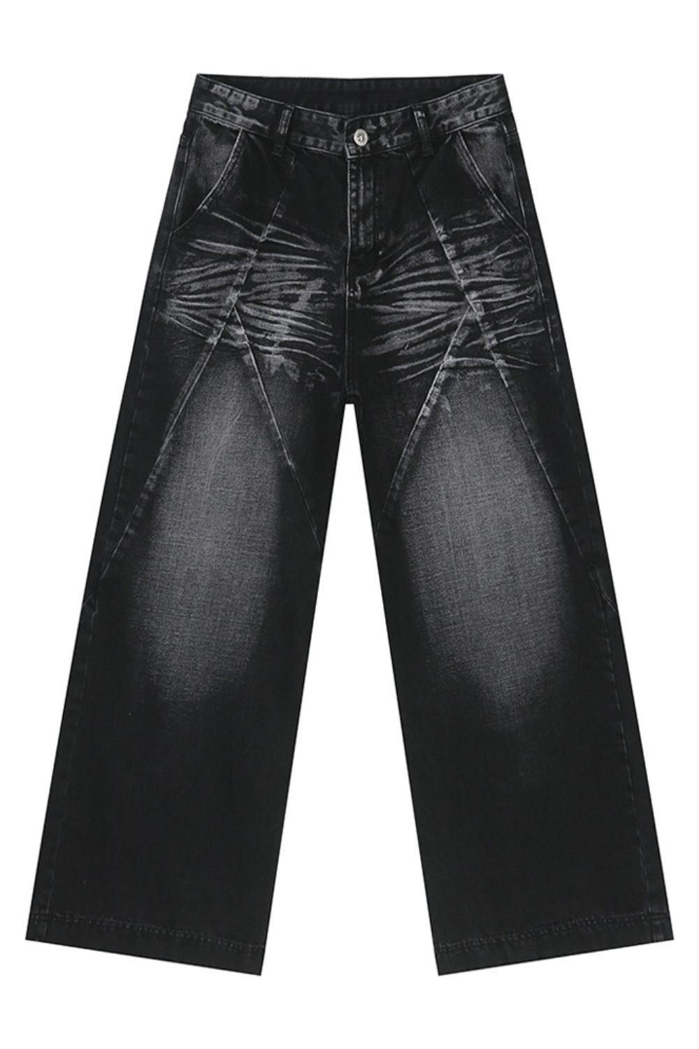 Washed Cat Whisker Straight Leg Jeans - MyEmpired