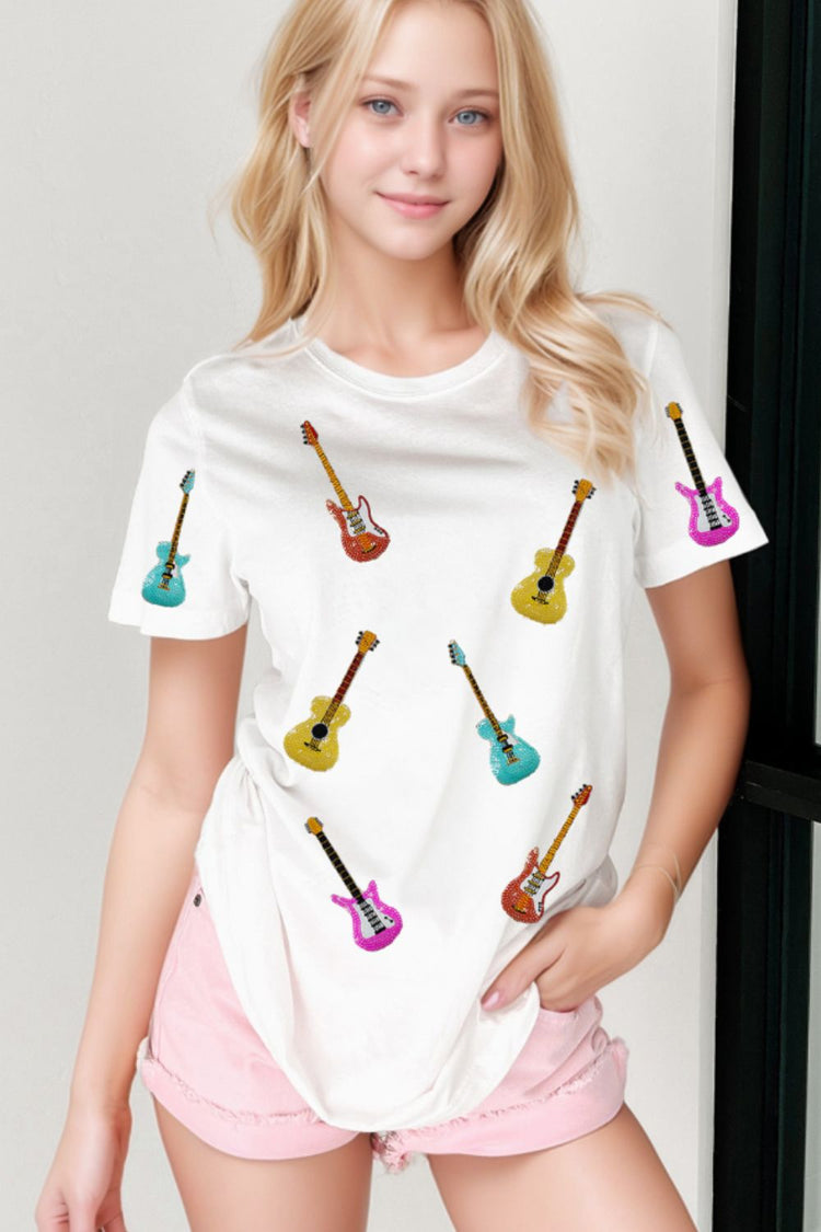 Guitar Crew Neck Short Sleeve T-Shirt - MyEmpired