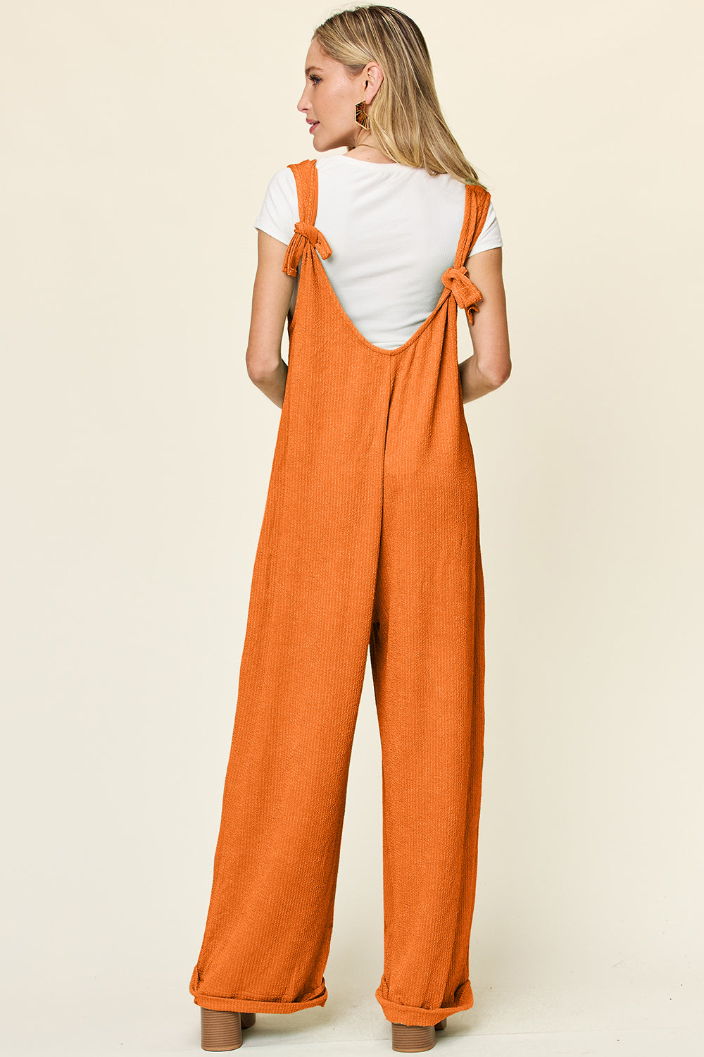 Double Take Full Size Texture Sleeveless Wide Leg Jumpsuit - MyEmpired