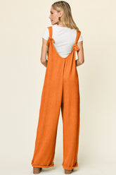 Double Take Full Size Texture Sleeveless Wide Leg Jumpsuit - MyEmpired
