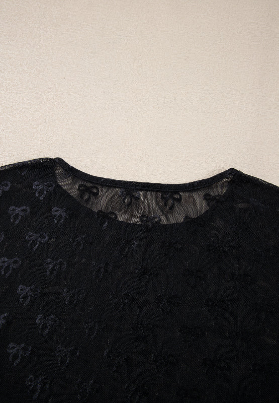 Bow Round Neck Long Sleeve Top - MyEmpired
