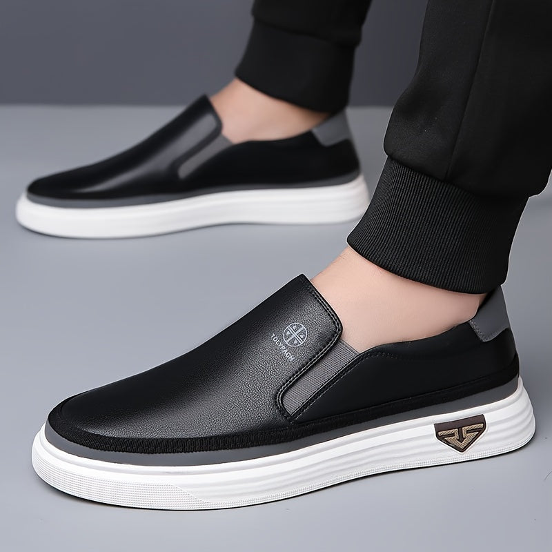 Men's Casual Slip-On Loafers - Soft Sole, Non-Slip, Breathable, Solid Color, Ideal for Daily Use, Spring/Fall - Fashionable Shoes with Microfiber Faux Leather Upper