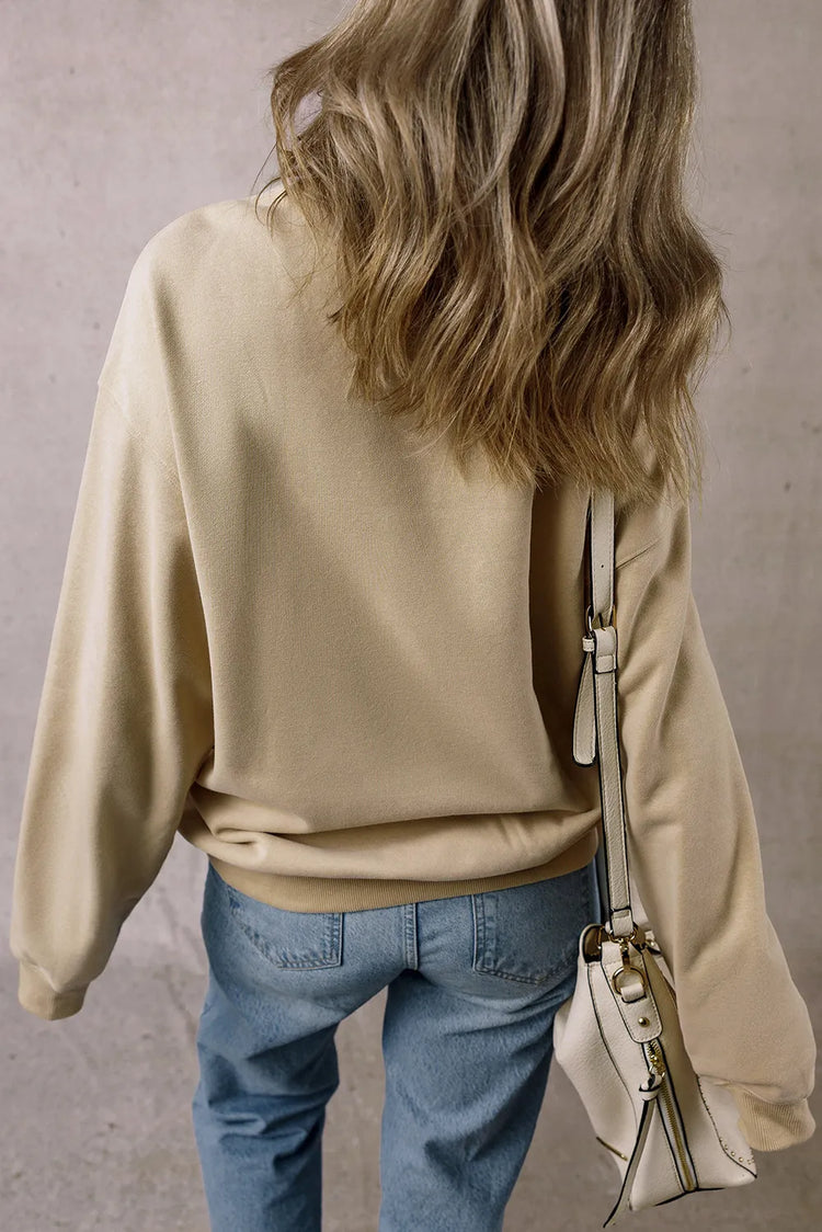 Graphic Round Neck Long Sleeve Sweatshirt - MyEmpired