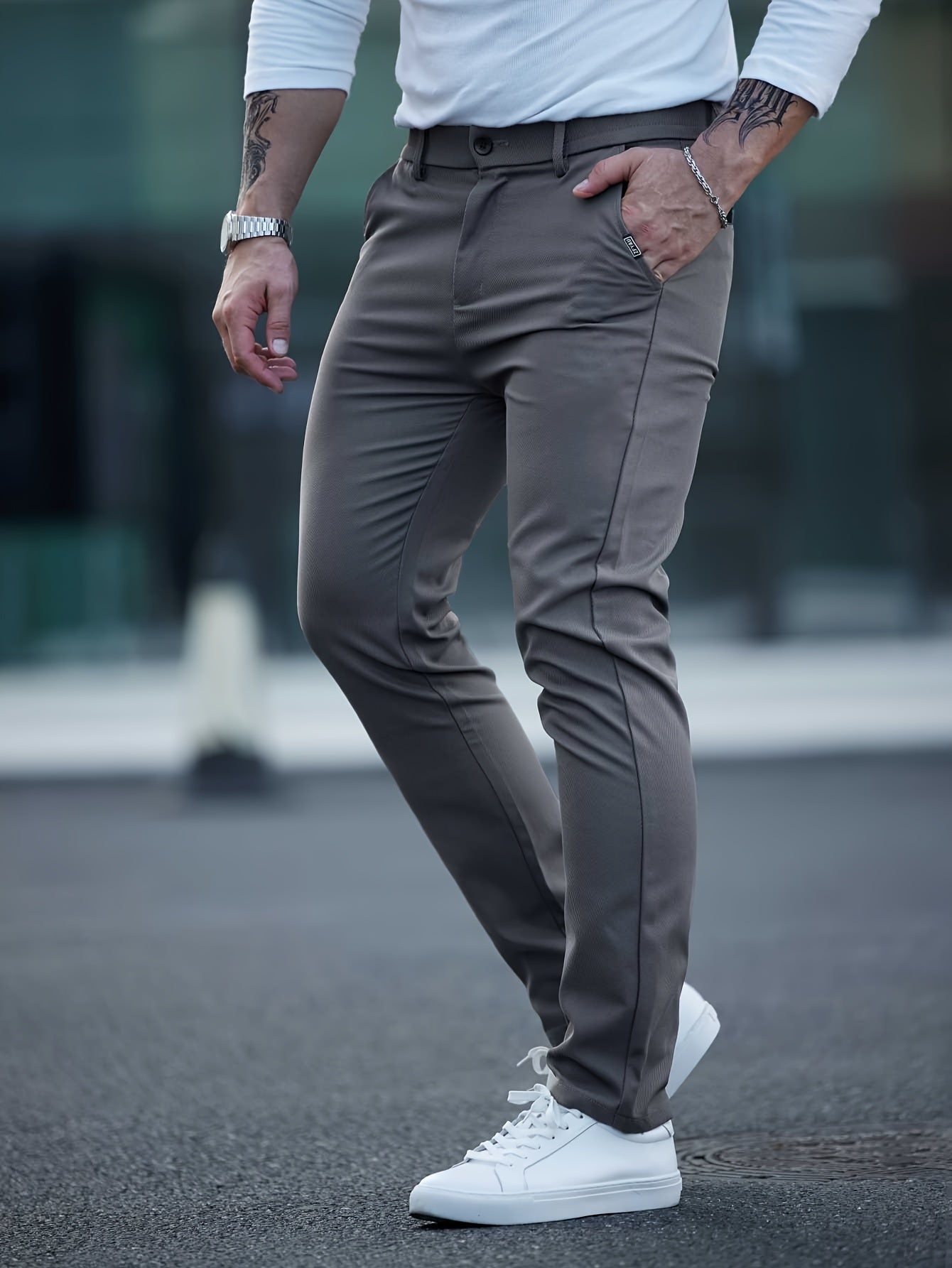 Men's Solid Color Straight Leg Pants, Casual Comfy Outdoor Trousers For Spring And Autumn As Gift