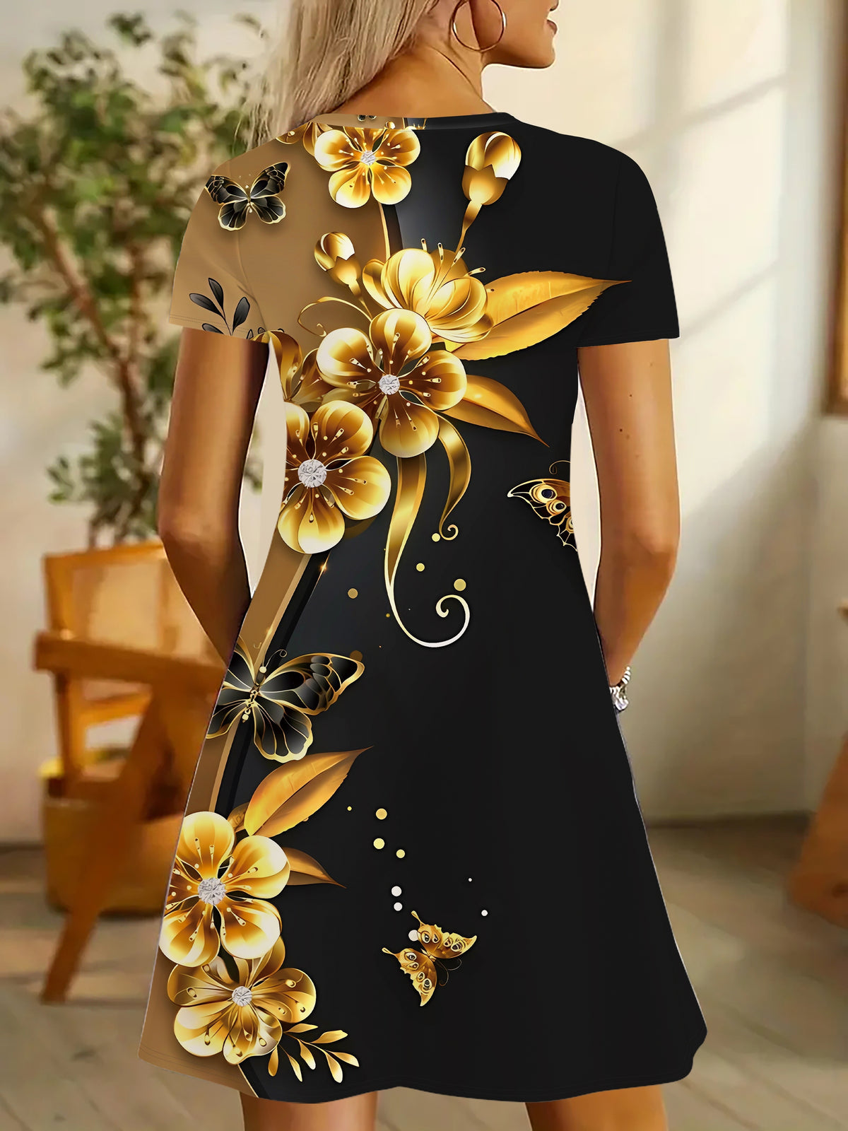 Floral Print V-neck Dress - MyEmpired