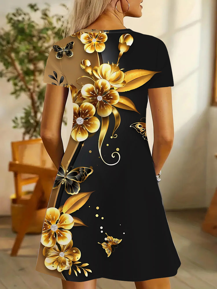 Floral Print V-neck Dress - MyEmpired
