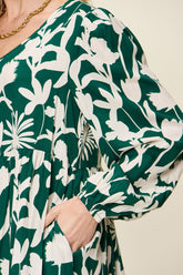 Double Take Full Size Printed Ruffle Hem Dress with Pocket - MyEmpired