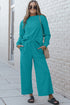 Double Take Full Size Textured Long Sleeve Top and Drawstring Pants Set - MyEmpired