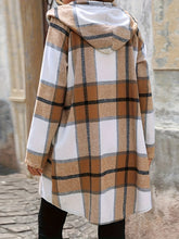 Drawstring Plaid Zip Up Hooded Outerwear - MyEmpired