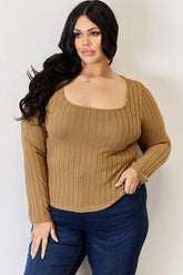 Basic Bae Full Size Ribbed Long Sleeve T-Shirt - MyEmpired
