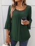Round Neck Three-Quarter Sleeve Top - MyEmpired