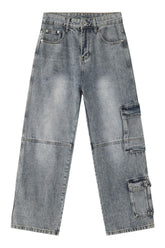 Wide Leg Jeans with Cargo Pockets - MyEmpired