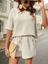 Waffle-Knit Half Sleeve Top and Shorts Set - MyEmpired