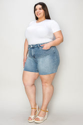Judy Blue Full Size High Waist Raw Hem Denim Shorts - MyEmpired