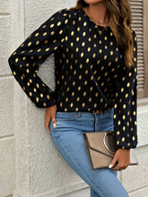 Allover Print Crew Neck Blouse, - MyEmpired