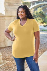 Basic Bae Bamboo Full Size V-Neck Short Sleeve T-Shirt - MyEmpired