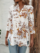 Elegant Floral Print Notched Collar Blouse - MyEmpired