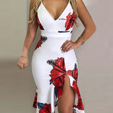 Floral Print Ruffle Hem Dress - MyEmpired