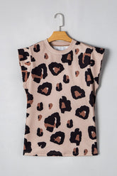 Leopard Round Neck Cap Sleeve T-Shirt - MyEmpired