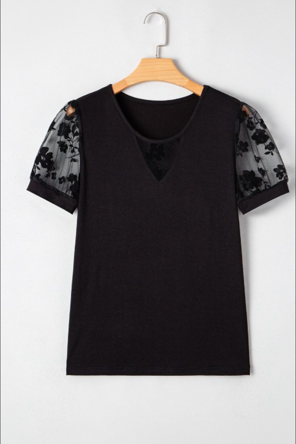 Flora Lace Patchwork Crew Neck Top - MyEmpired