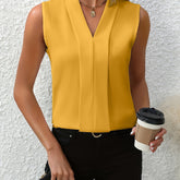 Chic V-neck Blouse, Elegant Sleeveless - MyEmpired
